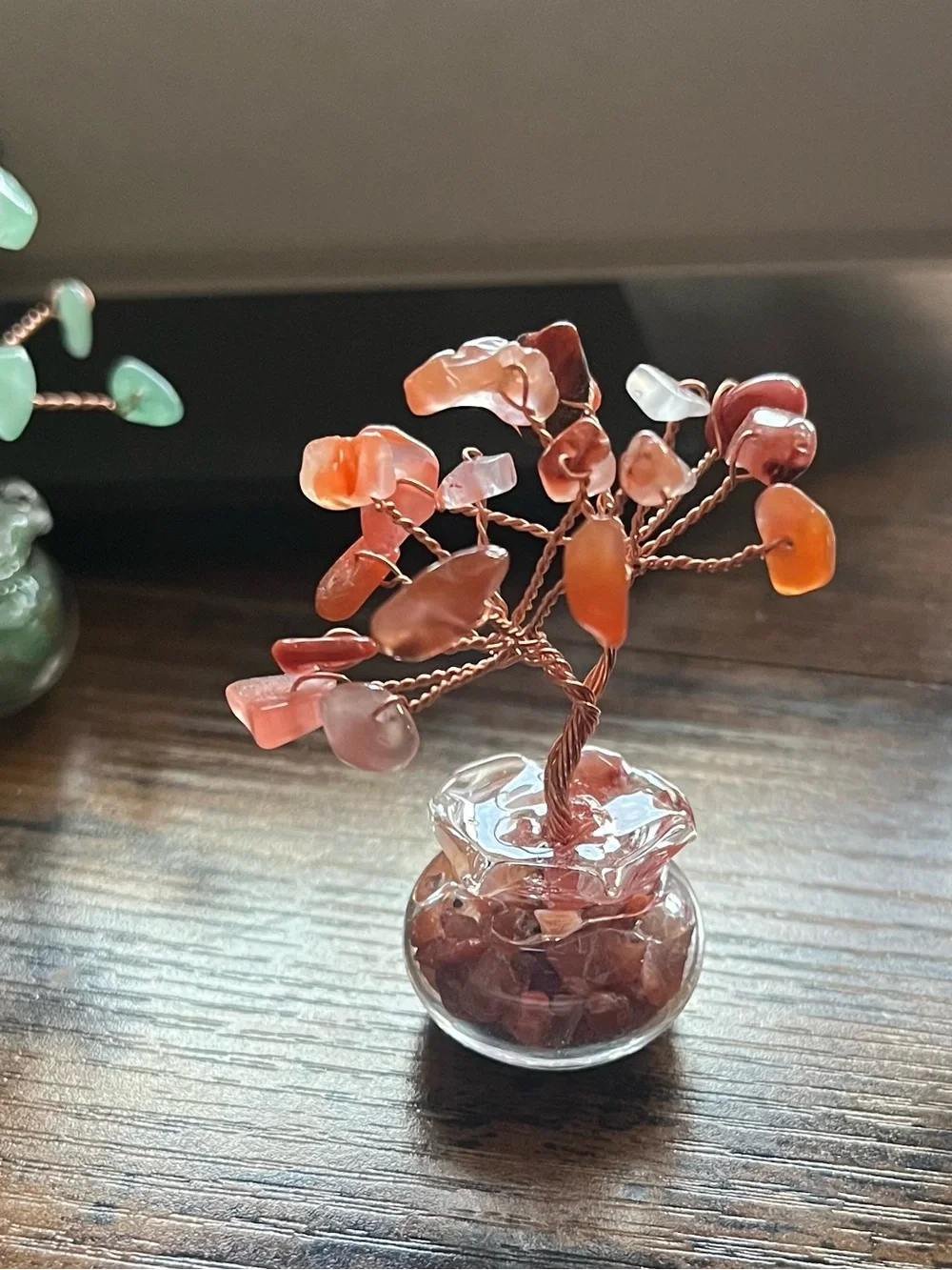 🌈 8pc Handmade Natural Gemstone Tree Miniature Glass Pot Collection